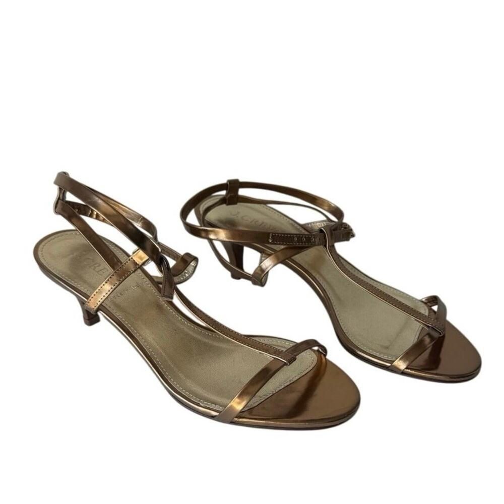 J.Crew Italian Metallic Gold Strappy Heeled Sandals 7.5